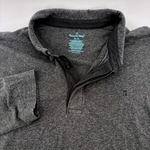 Tommy John Men XL Pima Cotton Modal Long Sleeve Polo Shirt Charcoal Grey Heather